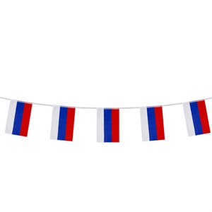 Гирлянда из флагов России, длина 5 м, 10 прямоугольных флажков 20х30 см, BRAUBERG/STAFF, 550185, RU25 - фото 2685851