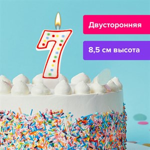 Свеча-цифра для торта "7" ДВУСТОРОННЯЯ с конфетти, 8,5 см, ЗОЛОТАЯ СКАЗКА, держатель, блистер, 591400 - фото 2686968