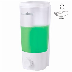 Дозатор для жидкого мыла LAIMA, НАЛИВНОЙ, 0,38 л, белый (матовый), ABS-пластик, 603922 - фото 2692851