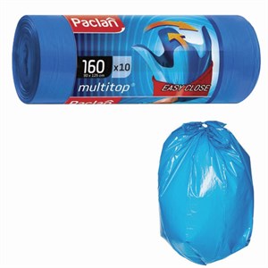 Мешки для мусора 160 л, с ушками, синие, рулон 10 шт., ПВД, 30 мкм, 90х125 см, PACLAN "Multitop", 134442 - фото 2693045