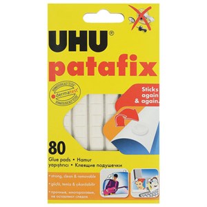 Подушечки клеящие UHU Patafix, 80 шт., бесследное удаление, многоразовые, белые, 39125 - фото 2696048