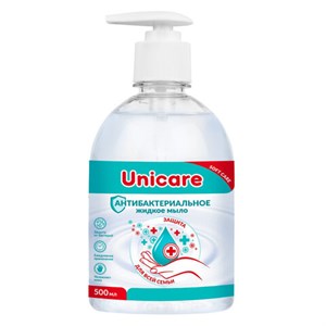 Мыло жидкое антибактериальное 500 мл UNICARE, дозатор, UC501005 - фото 2702557