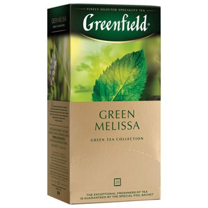 Чай GREENFIELD "Green Melissa" зеленый с мятой и мелиссой, 25 пакетиков в конвертах по 1,5 г - фото 2707085