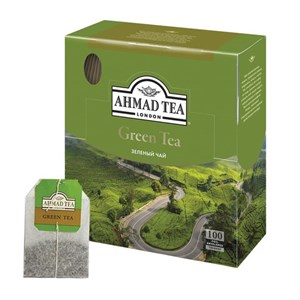Чай AHMAD (Ахмад) "Green Tea" зеленый, 100 пакетиков по 2 г, 478i-08 - фото 2707111
