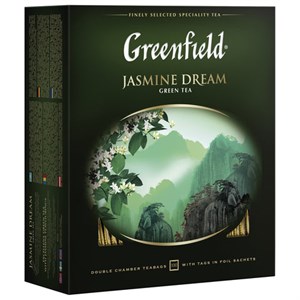 Чай GREENFIELD "Jasmine Dream" зеленый с жасмином, 100 пакетиков в конвертах по 2 г, 0586-09 - фото 2707142