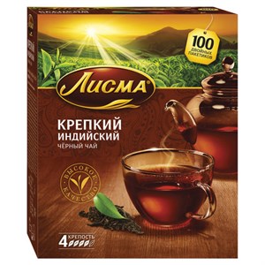 Чай ЛИСМА "Крепкий" черный индийский, 100 пакетиков по 2 г, 201943 - фото 2707160