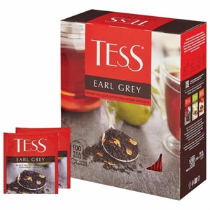 Чай TESS "Earl Grey" черный с бергамотом с цедрой лимона, 100 пакетиков в конвертах по 1,8 г, 1251-09 - фото 2707348