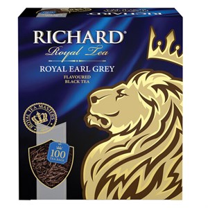 Чай RICHARD "Royal Earl Grey" черный цейлонский с бергамотом, 100 пакетиков по 2 г, 610250 - фото 2707602