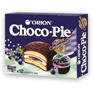 Печенье ORION "Choco Pie Black Currant" темный шоколад с черной смородиной, 360 г (12 штук х 30 г), О0000013002 - фото 2707714