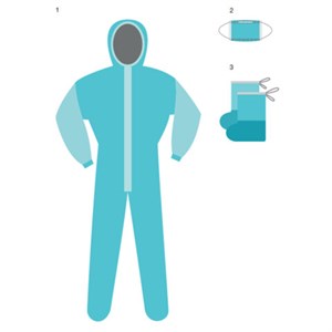 Комплект одноразовой одежды защитный КХ-87 (комбинезон, бахилы, маска), размер 56-58, ГЕКСА - фото 2709624