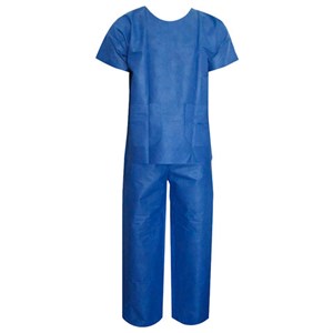 Костюм хирургический синий (рубашка и брюки) 52-54 р., спанбонд 42 г/м2, ГЕКСА - фото 2709635
