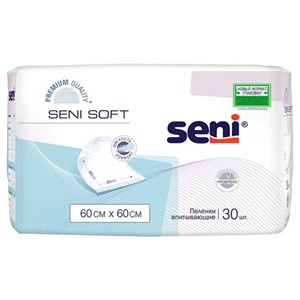 Пеленки 60х60 см, SENI SOFT, КОМПЛЕКТ 30 шт., впитывающие, одноразовые, SE-091-S030-J02 - фото 2709713