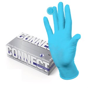 Перчатки смотровые нитриловые CONNECT, голубые, 50 пар (100 штук), размер L (большие), - - фото 2709970