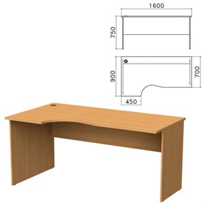 Стол письменный эргономичный "Монолит", 1600х900х750 мм, левый, цвет бук бавария, СМ7.1 - фото 2710276