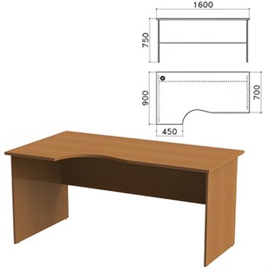 Стол письменный эргономичный "Монолит", 1600х900х750 мм, левый, цвет орех гварнери, СМ7.3 - фото 2710277