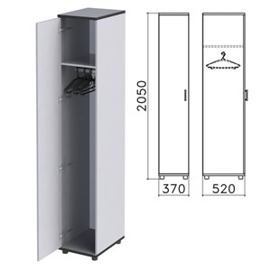 Шкаф для одежды "Монолит", 370х520х2050 мм, цвет серый, ШМ52.11 - фото 2710483