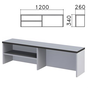 Надстройка для стола письменного "Монолит", 1200х260х340 мм, 1 полка, цвет серый, НМ37.11 - фото 2710502