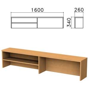 Надстройка для стола письменного "Монолит", 1600х260х340 мм, 1 полка, цвет бук бавария, НМ39.1 - фото 2710505