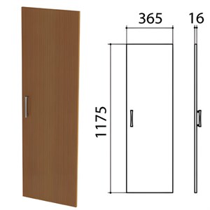 Дверь ЛДСП средняя "Монолит", 365х16х1175 мм, цвет орех гварнери, ДМ42.3 - фото 2710514