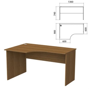 Стол письменный эргономичный "Бюджет", 1360х900х740 мм, левый, орех французский, 402662-190 - фото 2710921