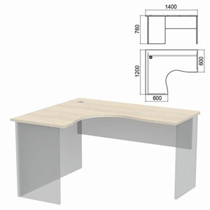 Стол компактный ЧАСТЬ 1 "Арго", 1400х1200х760 мм, левый, ясень шимо - фото 2711027