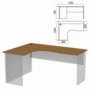 Стол компактный ЧАСТЬ 1 "Арго", 1600х1200х760 мм, левый, орех - фото 2711038