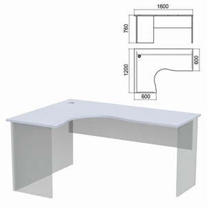 Стол компактный ЧАСТЬ 1 "Арго", 1600х1200х760 мм, левый, серый - фото 2711040