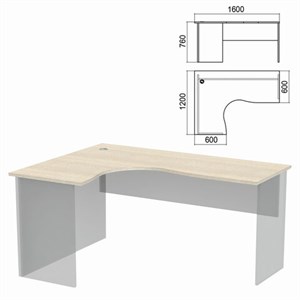 Стол компактный ЧАСТЬ 1 "Арго", 1600х1200х760 мм, левый, ясень шимо - фото 2711044