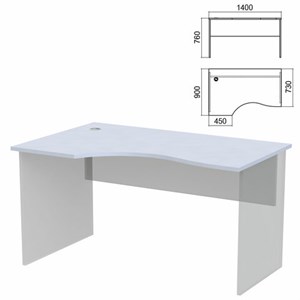 Стол эргономичный ЧАСТЬ 1 "Арго", 1400х900х760 мм, левый, серый - фото 2711059