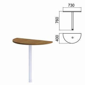 Стол приставной полукруг "Арго", 730х400 мм, БЕЗ ОПОРЫ, орех - фото 2711221