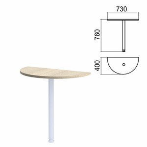 Стол приставной полукруг "Арго", 730х400 мм, БЕЗ ОПОРЫ, ясень шимо - фото 2711224