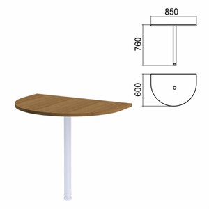 Стол приставной полукруг "Арго", 850х600 мм, БЕЗ ОПОРЫ, орех - фото 2711226