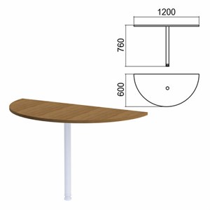 Стол приставной полукруг "Арго", 1200х600 мм, БЕЗ ОПОРЫ, орех - фото 2711233