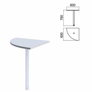 Стол приставной угловой "Арго", 600х600 мм, БЕЗ ОПОРЫ, серый - фото 2711245