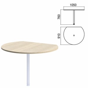 Стол приставной полукруг "Арго", 1050х910 мм, БЕЗ ОПОРЫ, ясень шимо - фото 2711254