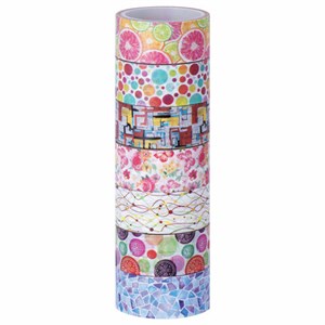 Клейкие WASHI-ленты для декора "Микс №2", 15 мм х 3 м, 7 цветов, рисовая бумага, ОСТРОВ СОКРОВИЩ, 661710 - фото 2713714