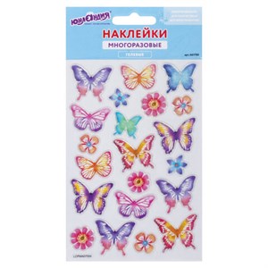 Наклейки гелевые "Пастельные бабочки", многоразовые, с блестками, 10х15 см, ЮНЛАНДИЯ, 661780 - фото 2713800