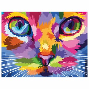 Картина по номерам 40х50 см, ОСТРОВ СОКРОВИЩ "Радужный кот", на подрамнике, акрил, кисти, 663320 - фото 2716799