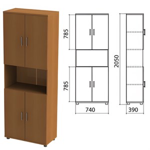 Шкаф полузакрытый "Монолит", 740х390х2050 мм, цвет орех гварнери (КОМПЛЕКТ) - фото 2720462
