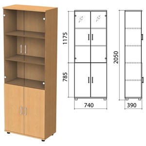 Шкаф закрытый со стеклом "Монолит", 740х390х2050 мм, цвет бук бавария (КОМПЛЕКТ) - фото 2720474