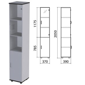 Шкаф закрытый со стеклом "Монолит", 370х390х2050 мм, цвет серый (КОМПЛЕКТ) - фото 2720517
