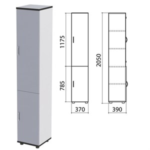 Шкаф закрытый "Монолит", 370х390х2050 мм, цвет серый (КОМПЛЕКТ) - фото 2720526