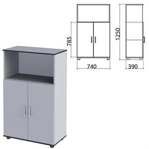 Шкаф полузакрытый "Монолит", 740х390х1250 мм, цвет серый (КОМПЛЕКТ) - фото 2720536