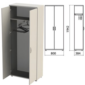 Шкаф для одежды "Этюд", 800х384х1942 мм, цвет серый (КОМПЛЕКТ) - фото 2720614