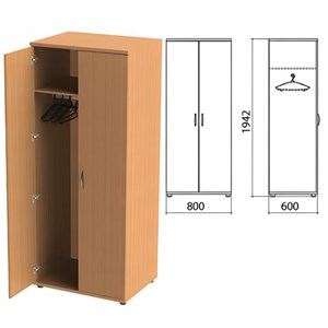 Шкаф для одежды "Этюд", 800х600х1942 мм, цвет бук бавария (КОМПЛЕКТ) - фото 2720615