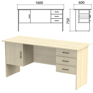 Стол письменный "Канц", 1600х600х750 мм, 2 тумбы, комбинированный, цвет дуб молочный (КОМПЛЕКТ) - фото 2720938