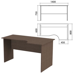 Стол письменный эргономичный "Канц", 1400х800х750 мм, правый, цвет венге (КОМПЛЕКТ) - фото 2720948