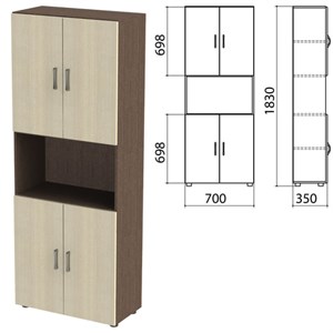 Шкаф полузакрытый "Канц", 700х350х1830 мм, цвет венге/дуб молочный (КОМПЛЕКТ) - фото 2721015