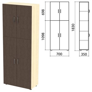 Шкаф закрытый "Канц", 700х350х1830 мм, цвет дуб молочный/венге (КОМПЛЕКТ) - фото 2721038