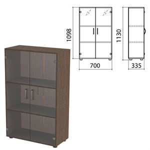 Шкаф закрытый со стеклом "Канц", 700х335х1130 мм, цвет венге (КОМПЛЕКТ) - фото 2721089